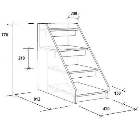 Кровать-чердак Легенда-2.4 с лестницей с ящиками ЛУ-02, спальное место 160х80 см