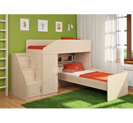 Детская кровать-чердак с рабочей зоной Легенда-11.2 со столом Л-01, спальное место 180х80 см