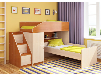 Детская кровать-чердак Легенда-11.7 с кроватью внизу Легенда-14, спальные места 180х80 см