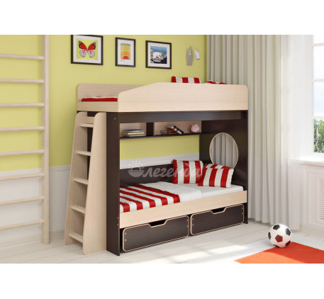 Детская двухъярусная кровать Легенда-10.2, спальные места 180х80 см