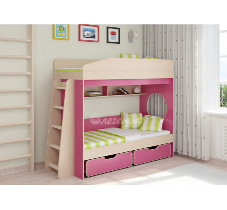 Двухъярусная кровать для девочек Легенда-10.2, спальные места 180х80 см