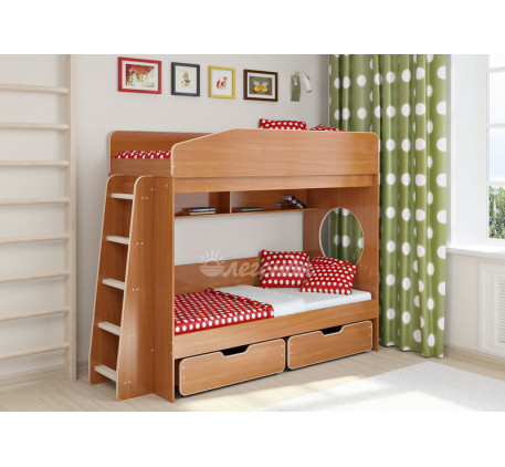 Двухъярусная кровать для детей Легенда-10.15 с лестницей ЛУ-10, спальные места 180х80 см