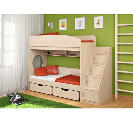 Двухъярусная кровать для подростков Легенда-10.2, спальные места 180х80 см
