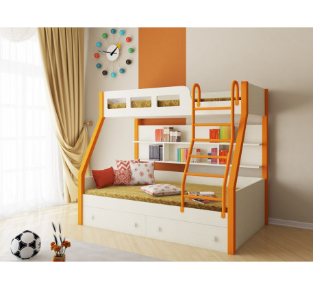 Детская двухъярусная металлическая кровать Рио, места для сна 190х80, 190х120 см