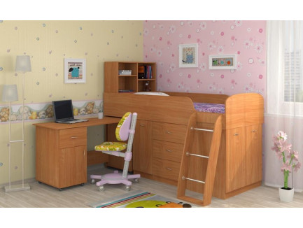Кровать-чердак невысокая Дюймовочка-1 для детей, спальное место 190х80 см