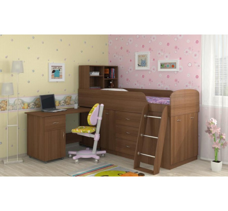 Кровать-чердак для детей Дюймовочка-1 со столом, спальное место 190х80 см