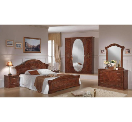 Спальня Виктория (на фото): Кровать 1600, Тумба прикроватная (2 шт.),  Комод с зеркалом, Шкаф 4 двер..