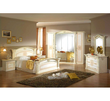Спальня Евгения (на фото): Кровать, Тумба прикроватная (2 шт.), Комод с зеркалом, Шкаф 5 дверный. До..