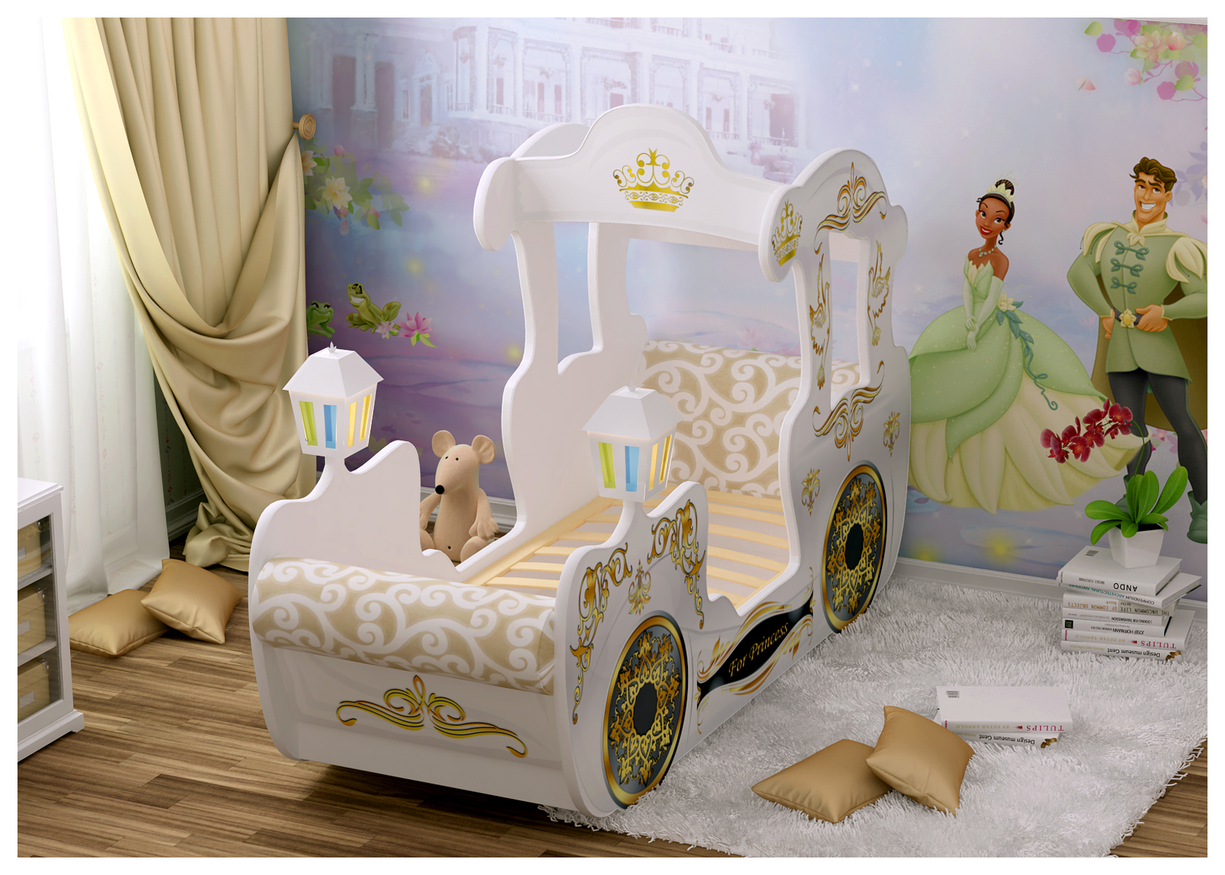 Детская кровать-карета для девочки Принцесса - купить кровать-машинкунедорого напрямую от производителя в Москве